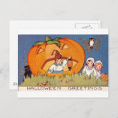 Halloween Greeting Kinder, Pumpkin, Owl Briefkaart (Voorkant / Achterkant)