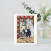 Halloween Greeting Man en Ghost Briefkaart (Staand voorkant)