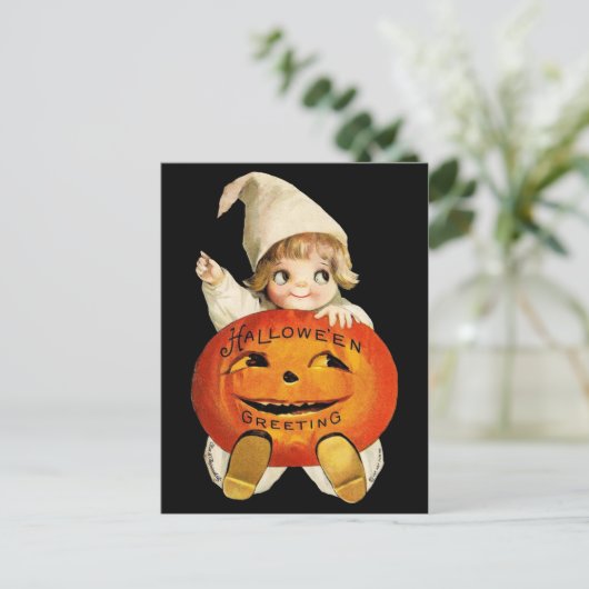  Halloween Greeting met Little Girl Briefkaart (Staand voorkant)