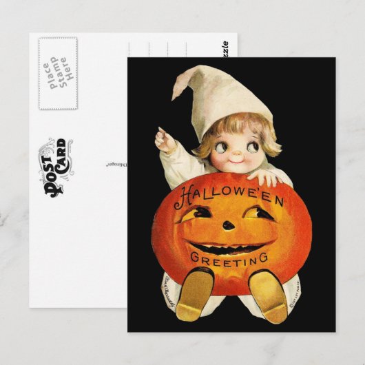 Halloween Greeting met Little Girl Briefkaart (Voorkant / Achterkant)