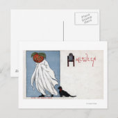 Halloween Greeting Pumpkin onder blad Briefkaart (Voorkant / Achterkant)