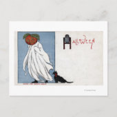 Halloween Greeting Pumpkin onder blad Briefkaart (Voorkant)