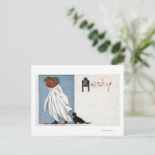 Halloween Greeting Pumpkin onder blad Briefkaart (Staand voorkant)