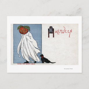 Halloween Greeting Pumpkin onder blad Briefkaart