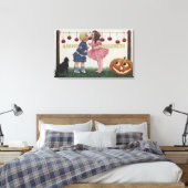 Halloween GreetingApples op Koord Canvas Afdruk (Insitu (Slaapkamer))