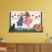 Halloween GreetingApples op Koord Canvas Afdruk (Insitu (Woonkamer))