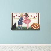 Halloween GreetingApples op Koord Canvas Afdruk (Insitu (Houten vloer))