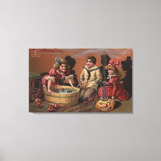 Halloween GreetingBobbing voor appels #2 Canvas Afdruk (Voorkant)