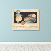 Halloween GreetingBobbing voor appels Canvas Afdruk (Insitu (Houten vloer))