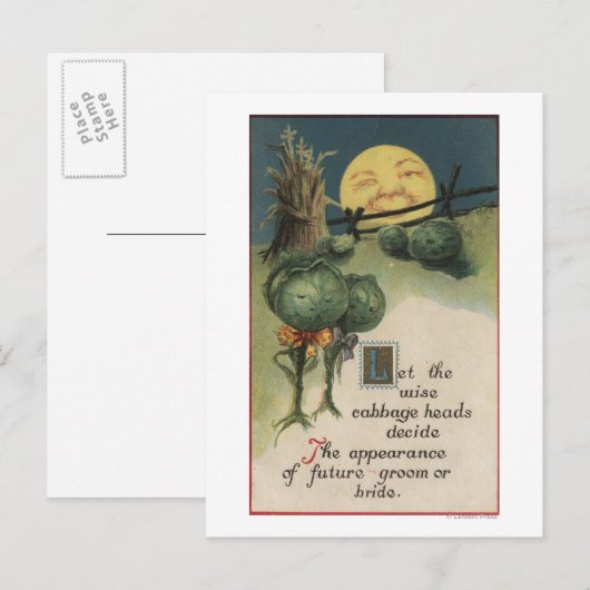 Halloween GreetingCabbage Anthropomorfisme Briefkaart (Voorkant / Achterkant)