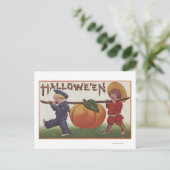 Halloween GreetingCarrying Pumpkin Briefkaart (Staand voorkant)