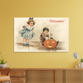 Halloween GreetingCarving Pumpkin Canvas Afdruk (Insitu (Woonkamer))
