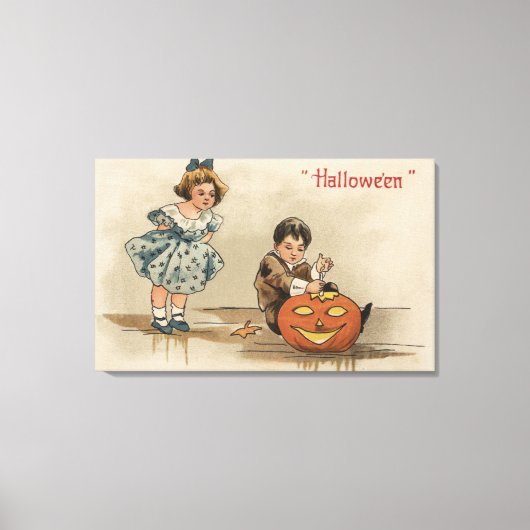 Halloween GreetingCarving Pumpkin Canvas Afdruk (Voorkant)