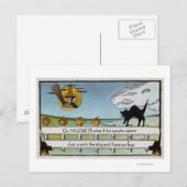 Halloween GreetingCat on Fence Briefkaart (Voorkant / Achterkant)