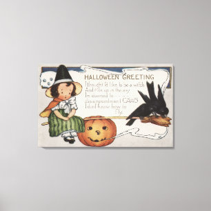 Halloween GreetingCrows Canvas Afdruk