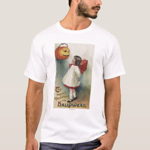 Halloween GreetingGirl in Red en White T-shirt