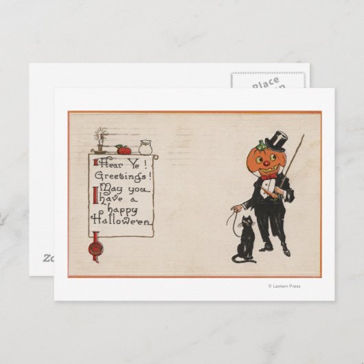 Halloween GreetingJack-O-Lantern in Tux Briefkaart (Voorkant / Achterkant)