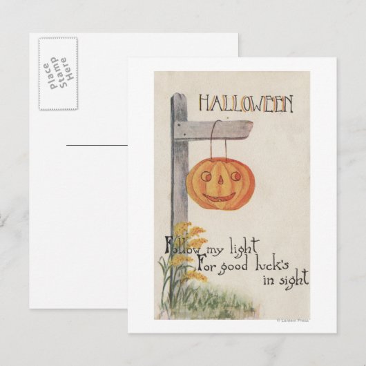 Halloween GreetingJack-O-Lantern op Post Briefkaart (Voorkant / Achterkant)
