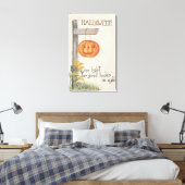 Halloween GreetingJack-O-Lantern op Post Canvas Afdruk (Insitu (Slaapkamer))
