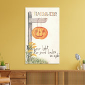 Halloween GreetingJack-O-Lantern op Post Canvas Afdruk (Insitu (Woonkamer))