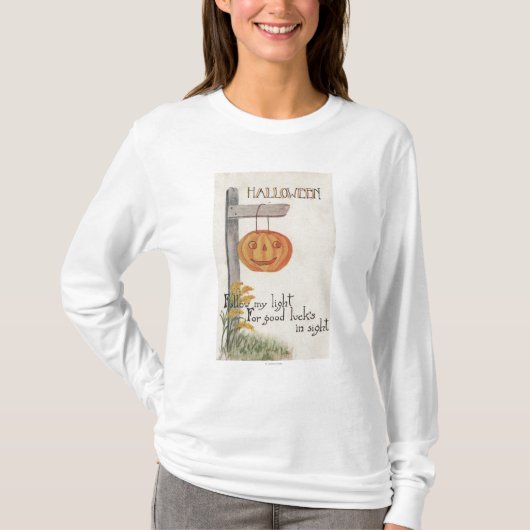 Halloween GreetingJack-O-Lantern op Post T-shirt (Voorkant)