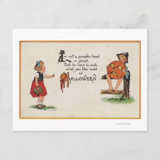 Halloween GreetingKid on Fence Briefkaart (Voorkant)