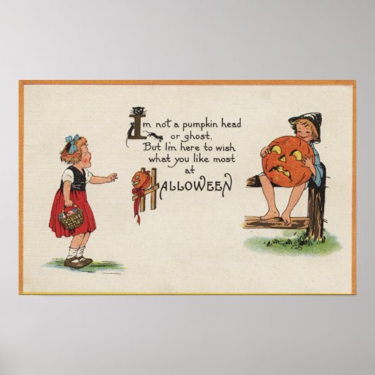 Halloween GreetingKid on Fence Poster (Voorkant)