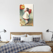 Halloween GreetingMeisje in rood en wit Canvas Afdruk (Insitu (Slaapkamer))