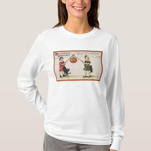 Halloween GreetingPumpkin op Stick T-shirt (Voorkant)
