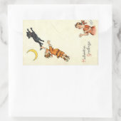 Halloween Greetings Boy Black Cat Tail  Rechthoekige Sticker (Tas)