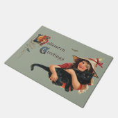  Halloween Greetings, Child Witch met Kat Deurmat (Schuin)
