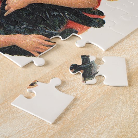  Halloween Greetings, Child Witch met Kat Legpuzzel (Zijkant)