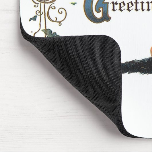  Halloween Greetings, Child Witch met Kat Muismat (Hoek)