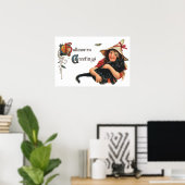 Halloween Greetings, Child Witch met Kat Poster (Thuiskantoor)