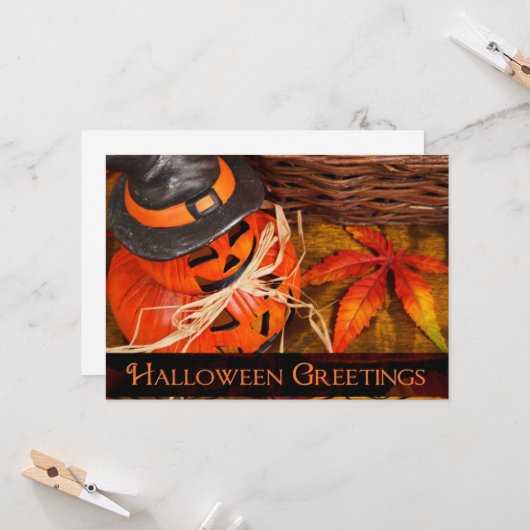 Halloween Greetings Kaart (Voorkant / Achterkant in situ)