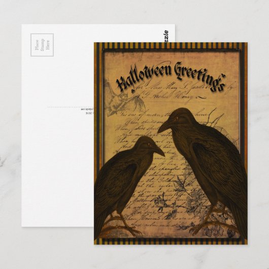Halloween Greetings - Kraaien Briefkaart (Voorkant / Achterkant)