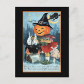 Halloween Greetings  Pumpkin Witch Girl Briefkaart (Voorkant)