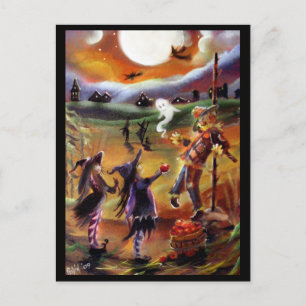 Halloween Greetings, Scarecrow and Friends Briefkaart
