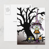 Halloween Greetings uit de heks in Paars Briefkaart (Voorkant / Achterkant)