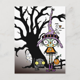 Halloween Greetings uit de heks in Paars Briefkaart