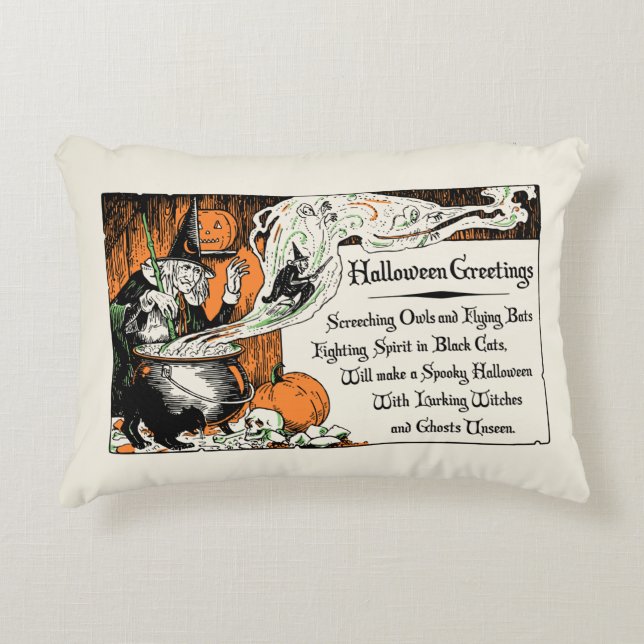  Halloween Greetings Witch Accent Pillow Kussen (Voorkant)