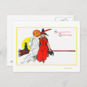 Halloween Greetings Witch Briefkaart (Voorkant / Achterkant)