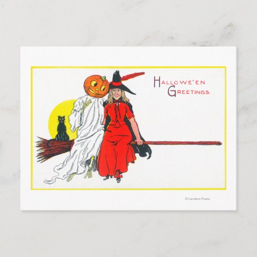 Halloween Greetings Witch Briefkaart (Voorkant)