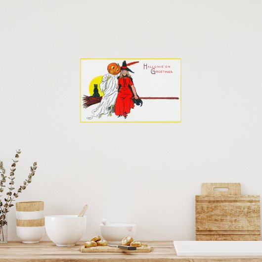 Halloween Greetings Witch Poster (Keuken)
