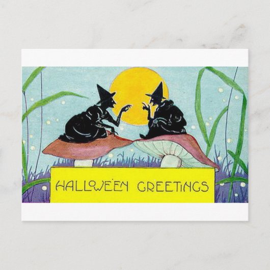 Halloween Greetings Witches op paddenstoelen Briefkaart (Voorkant)