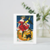 Halloween Greetings Woman op Jack-o-Lantern Briefkaart (Staand voorkant)