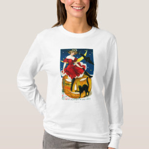 Halloween Greetings Woman op Jack-o-Lantern T-shirt
