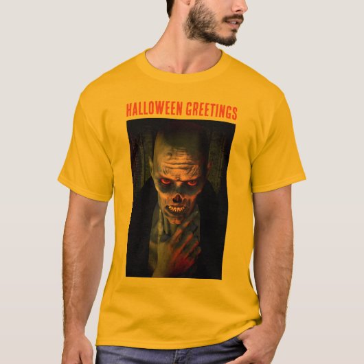 Halloween Greetings. Zombie T-shirt (Voorkant)