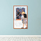 Halloween GreetingSpiders bij het Venster Canvas Afdruk (Insitu (Houten vloer))