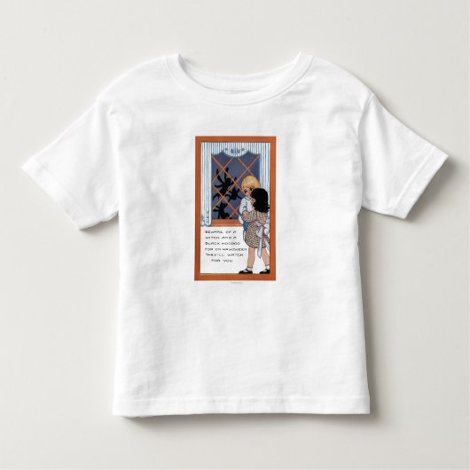 Halloween GreetingSpiders bij het Venster Kinder Shirts (Voorkant)